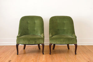 Pair of Green Slipper Chairs