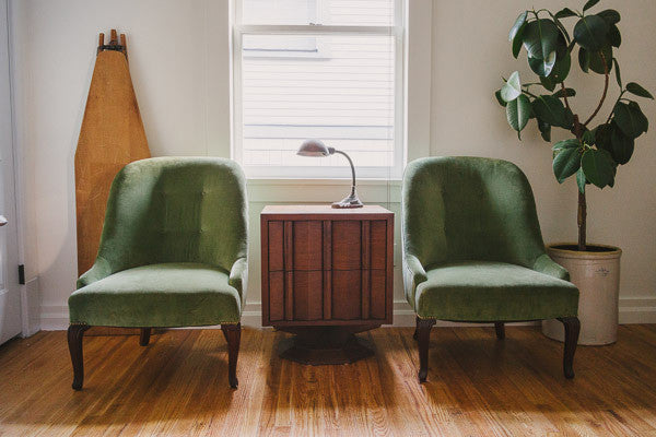 Pair of Green Slipper Chairs