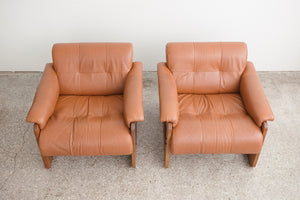 Pair Mid Century Leather Chairs