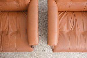 Pair Mid Century Leather Chairs