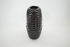 Black Ribbed Vase