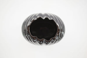 Black Ribbed Vase