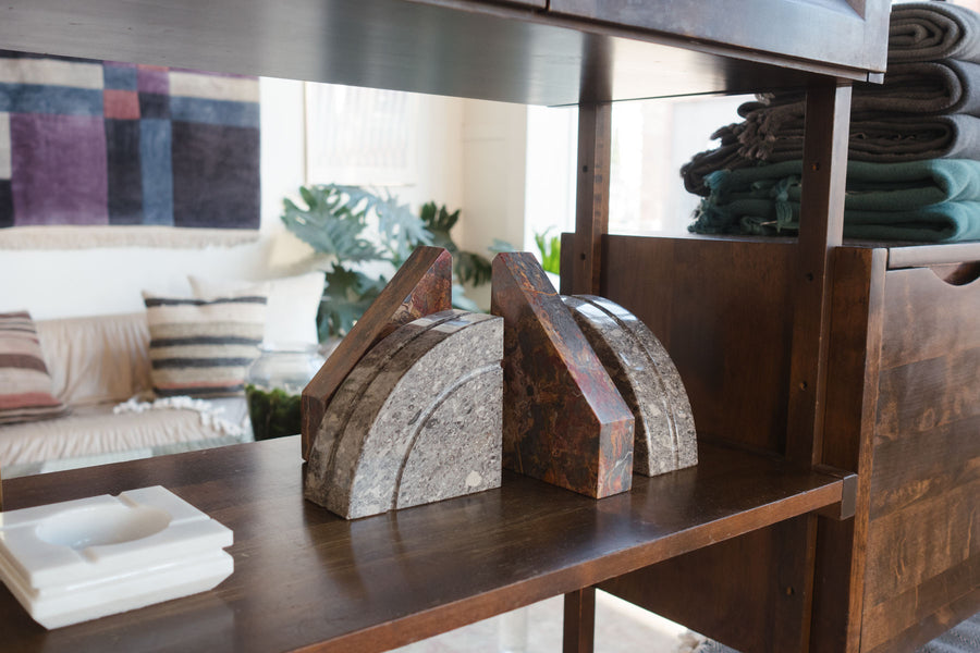 Carved Stone Bookends