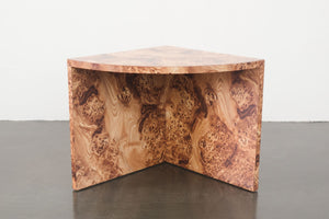 Burl Pattern Corner Table