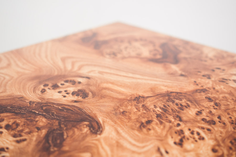 Burl Pattern Corner Table