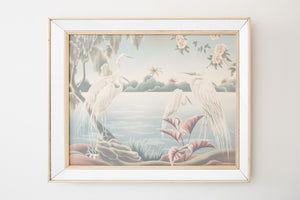 Art Nouveau Print 'Portrait of Great Egrets' by Turner