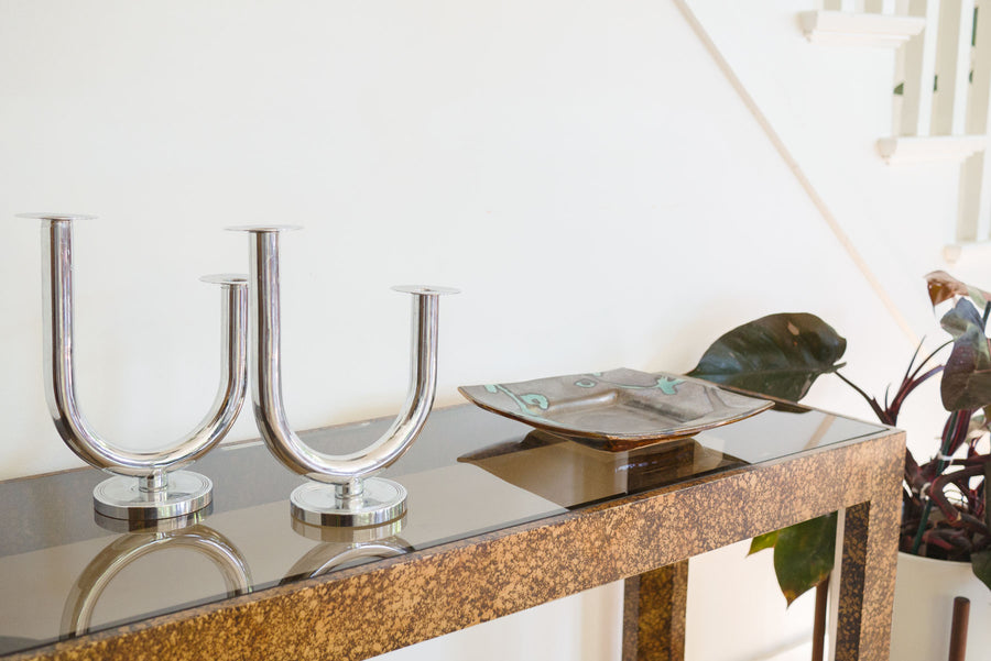 Chrome 'Taurex' Candelabra Set