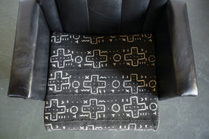 Pair Leather and Mud Cloth Chairs