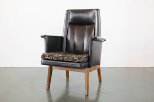 Pair Leather and Mud Cloth Chairs