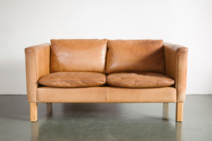 Danish Leather Loveseat