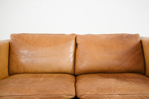Danish Leather Loveseat