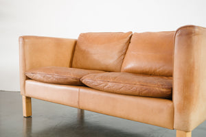 Danish Leather Loveseat