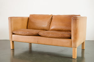 Danish Leather Loveseat