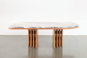 Teak and Faux Stone Coffee Table