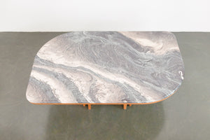 Teak and Faux Stone Coffee Table
