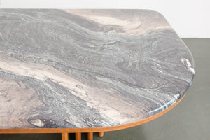 Teak and Faux Stone Coffee Table