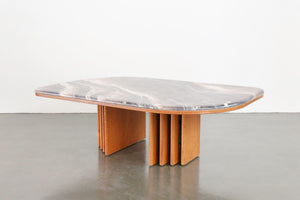 Teak and Faux Stone Coffee Table