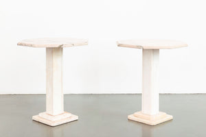Pair Pink Marble Side Tables