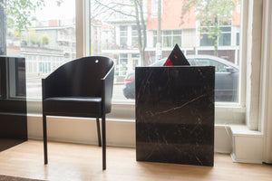 Wood Inlaid Marble Pedestal