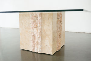 Carved Stone and Glass Coffee Table