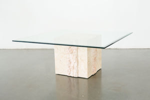 Carved Stone and Glass Coffee Table