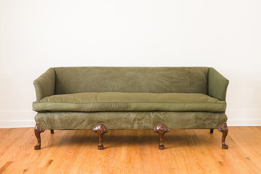 Military Canvas Clawfoot Sofa