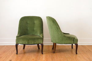 Pair of Green Slipper Chairs
