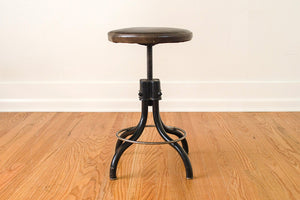 Waxed Leather Drafting Stool