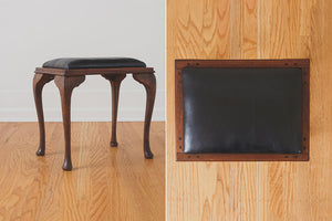 Black Leather Vanity Stool