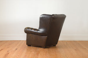 Vintage Tufted Leather Wingback