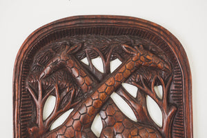 Carved Wood Giraffe Art