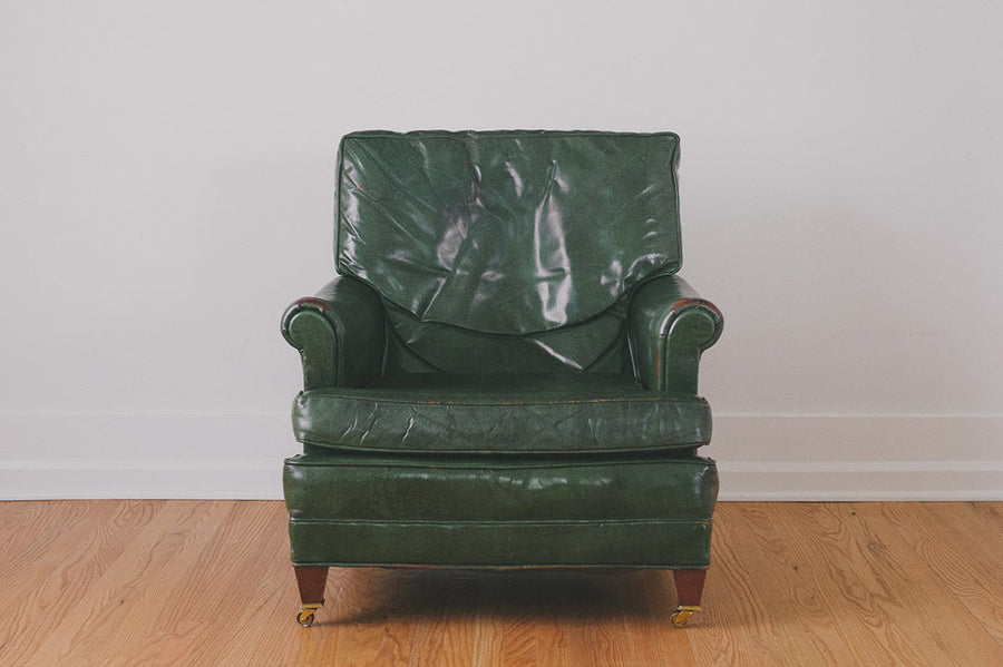 Green Leather Chair & Ottoman