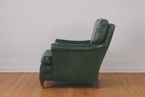 Green Leather Chair & Ottoman