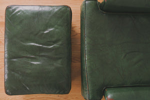 Green Leather Chair & Ottoman