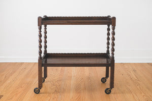 Carved Oak Bar Cart