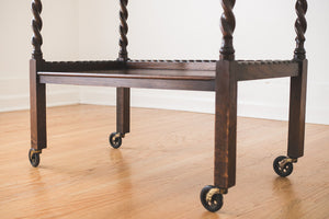 Carved Oak Bar Cart