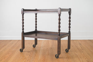 Carved Oak Bar Cart