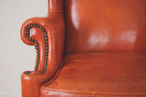 Distressed Leather Wingback
