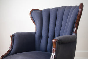 Silk Channel Back Wing Chair