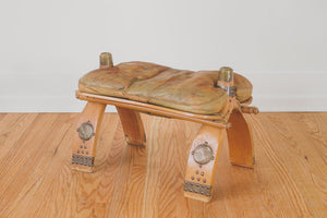 Vintage Leather Saddle Ottoman