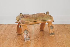 Vintage Leather Saddle Ottoman