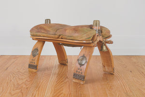 Vintage Leather Saddle Ottoman
