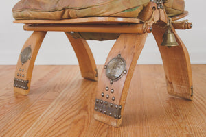 Vintage Leather Saddle Ottoman