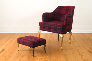 Brass Leg Chair & Ottoman