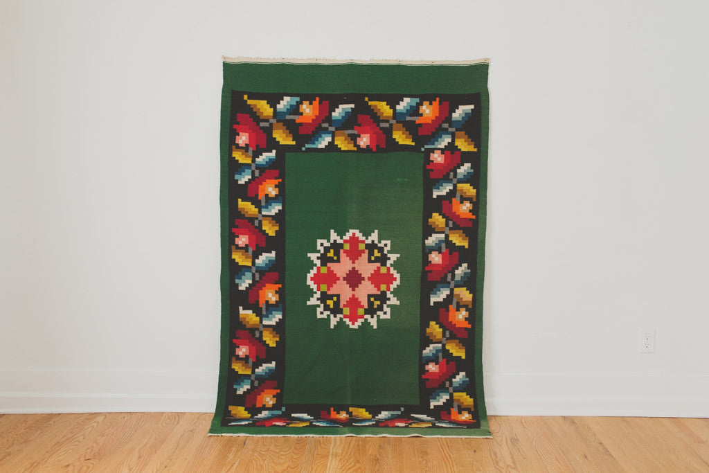 Vintage Floral Kilim Rug