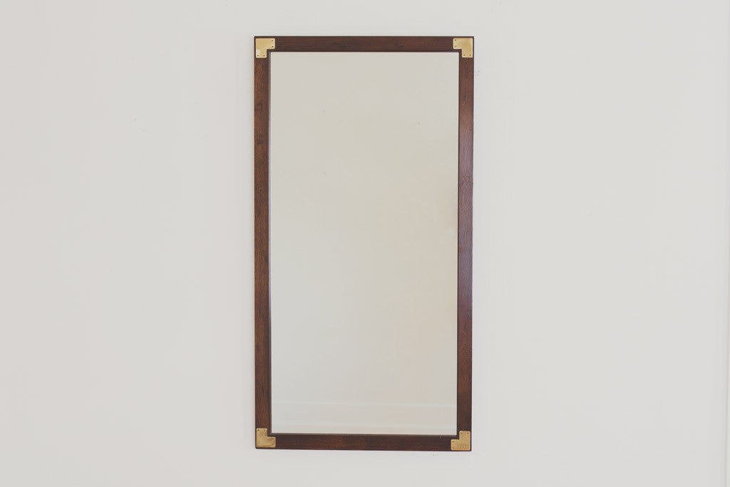 Vintage Walnut Campaign Style Mirror
