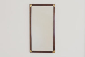 Vintage Walnut Campaign Style Mirror