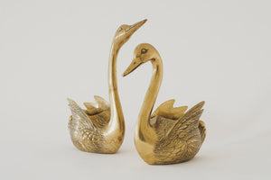 Vintage Brass Swan Planters