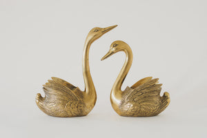 Vintage Brass Swan Planters