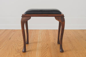 Black Leather Vanity Stool